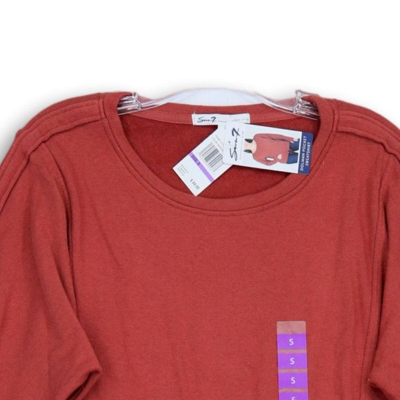 NWT SEVEN7 DOLMAN POCKET TIE FRONT THUMB-HOLSTER SWEATSHIRT MARSALA SMALL - Picture 4 of 11